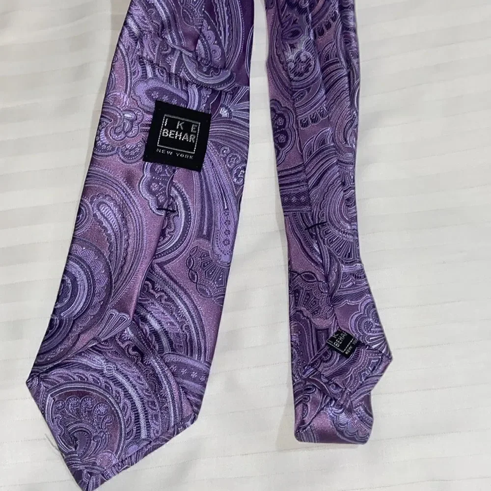 Ike Behar Purple Paisley Tie Silk